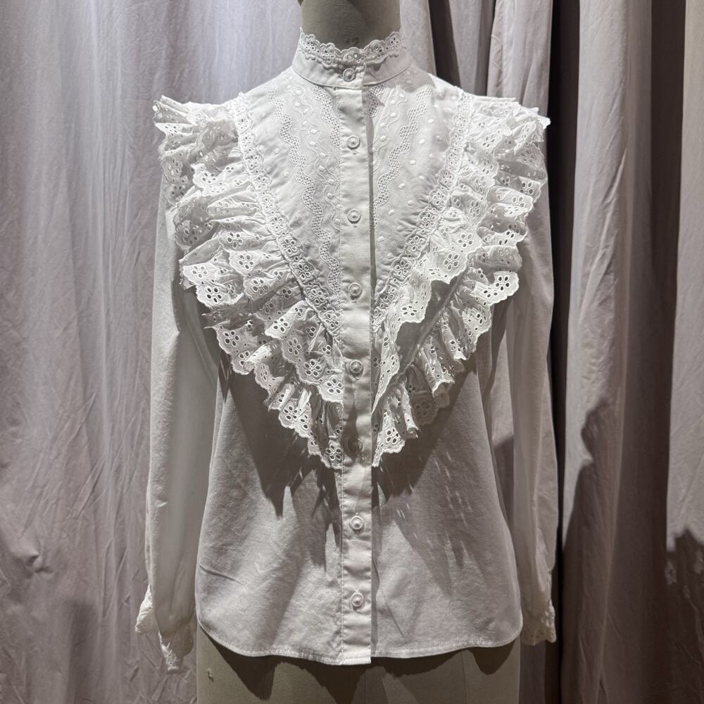 Rare Early 70s 100% Cotton Austrian?Broderie Anglaise Blouse Victorian Edwardian
